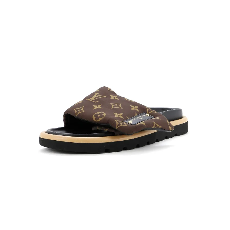 Women's Pool Pillow Comfort Mule Sandals Monogram Nylon Hip - Hop Sneaker Style  