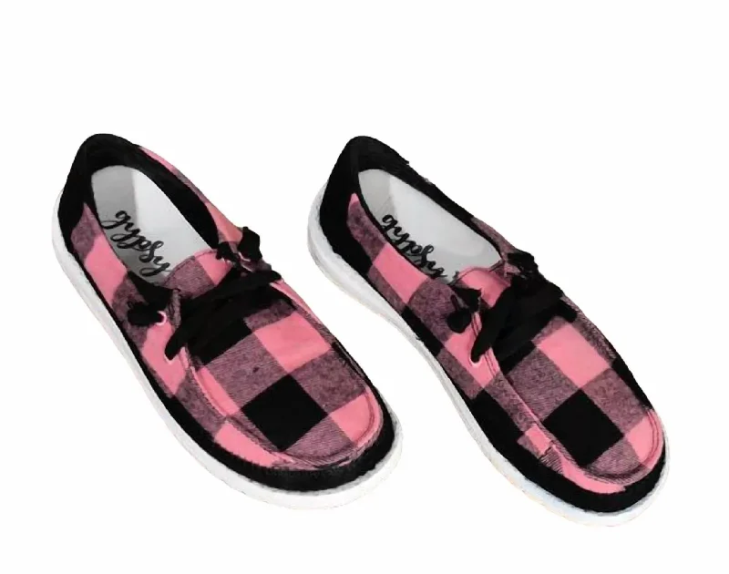Women's Prima Sneakers In Pink/black Loose - Fit Slipper Style  