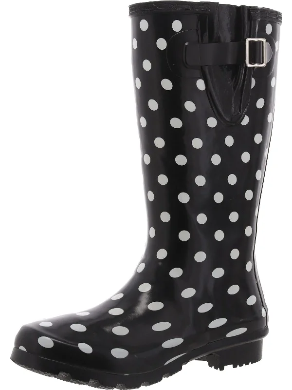 Womens Round toe Water resistant Rain Boots Metallic Trim Shoe Design  