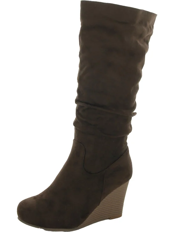 Womens S Faux Suede Booties Elastic - Sided Chelsea Look  