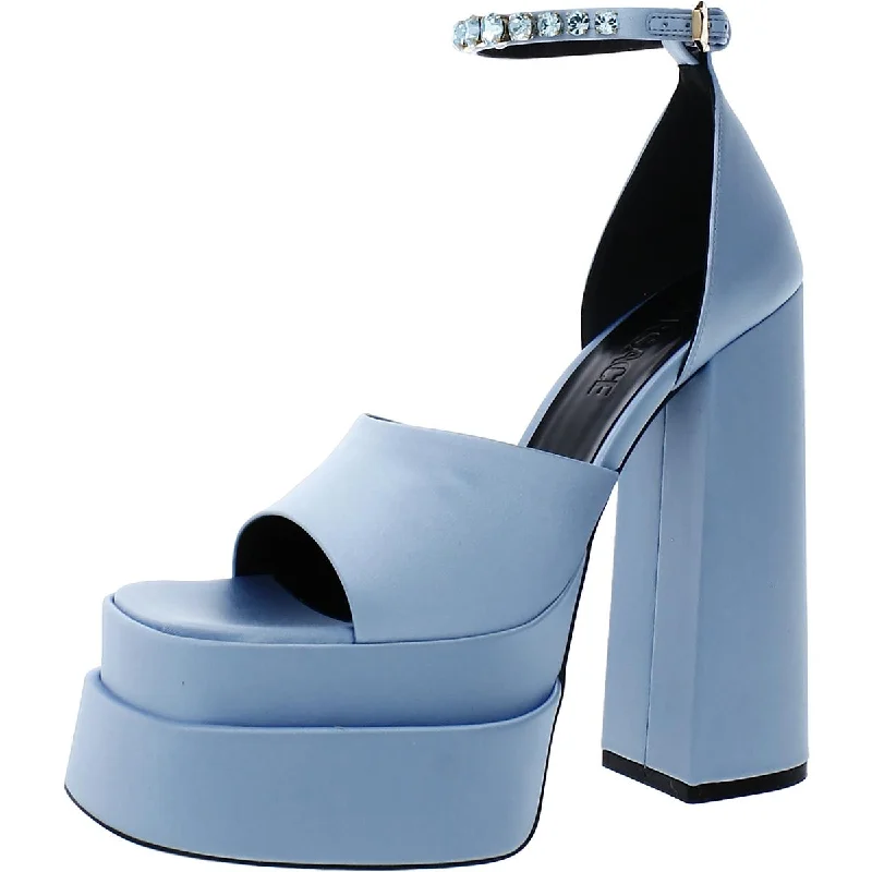 Womens Satin Ankle Strap Heels Hip - Hop Sneaker Style  