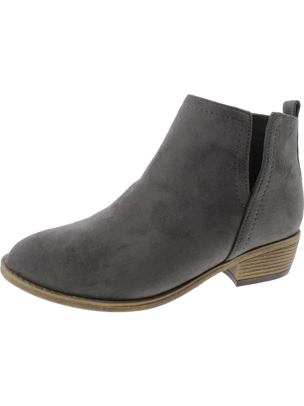Womens Solid Faux Suede Ankle Boots Chunky Platform Sneaker Style  