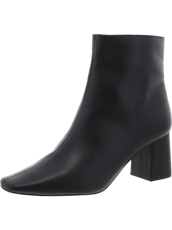 Womens Square Toe Zipper Booties Ankle - High Military Boot Style  