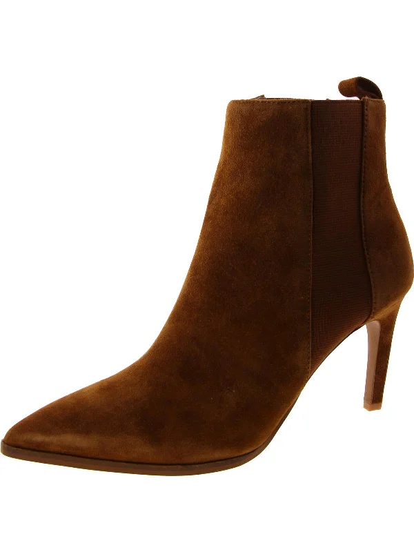 Womens Suede Pointed toe Ankle Boots Striped Shoe Style  