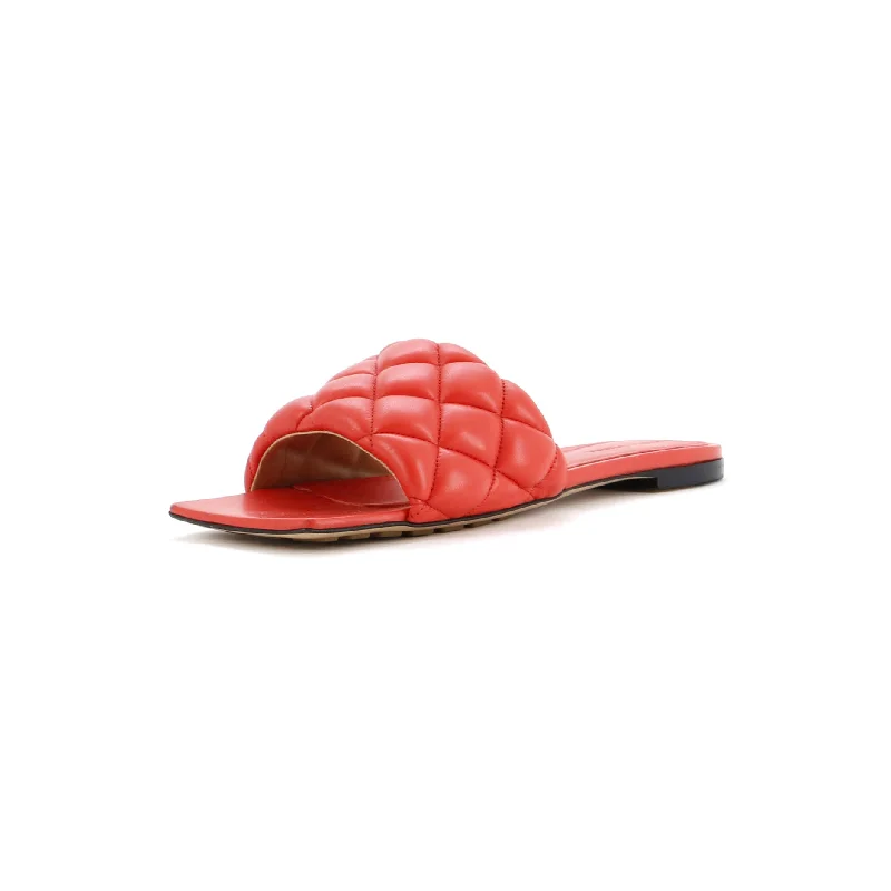 Women's The Padded Flat Sandals Matelasse Leather Aesthetic  