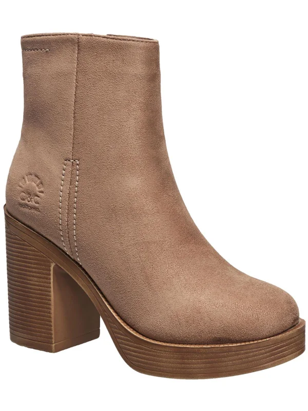 Womens Vegan Suede Block Heel Ankle Boots Vintage Oxford Appeal 