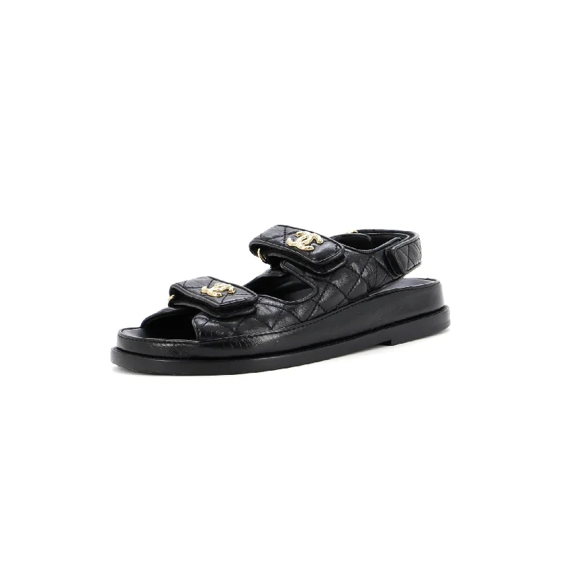 Women's Velcro Dad Sandals Quilted Leather Quilted Shoe Design  