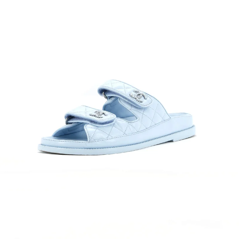 Women's Velcro Dad Sandals Quilted Leather British Gentleman Oxford Style  
