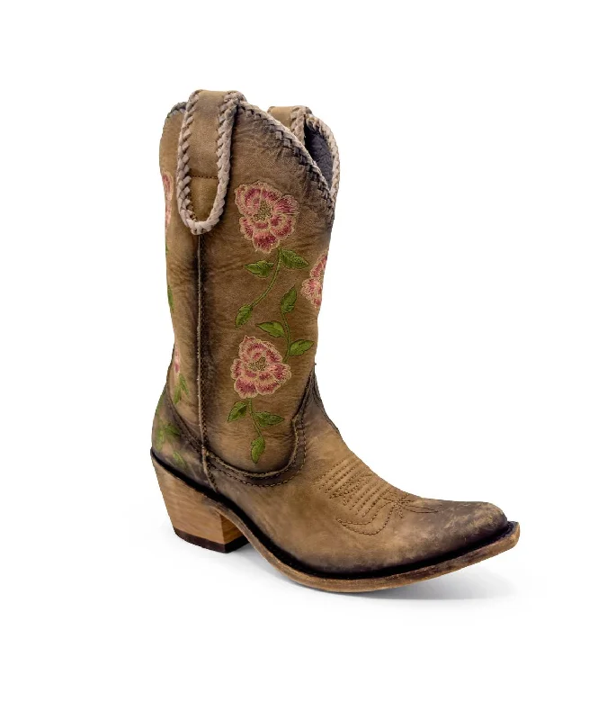 Women's Vicky Floral Boots In Tan Artisan - Crafted Loafer Style  