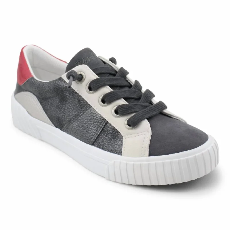 Women's Wave-B Sneaker In Grey Tumbleweed/dark Grey Micro Fiber Open - Lacing Derby Look  