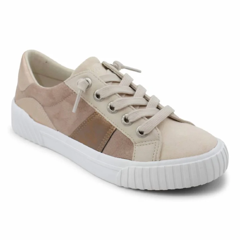 Women's Wave-B Sneaker In Sand And Steel Gold Micro Suede Hiking Boot Durability Style  