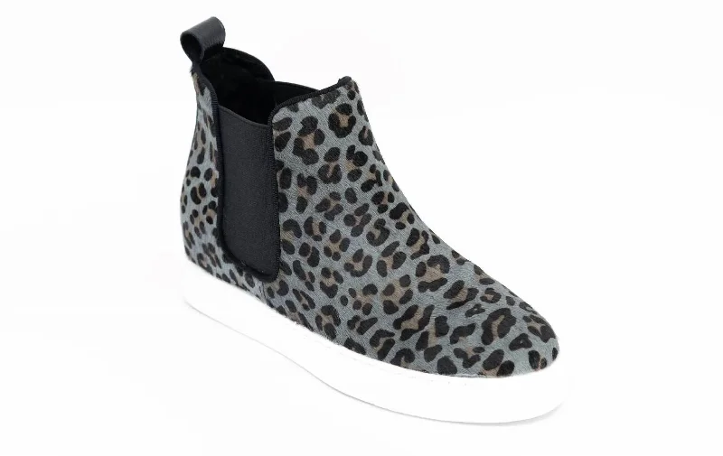 Womens Wild Chelsea Sneaker In Grey Leopard Ivy League - Inspired Derby Look 