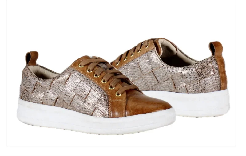 Women's Yuli Ana Sneakers In Tan Silver Brogue Oxford Aesthetic 