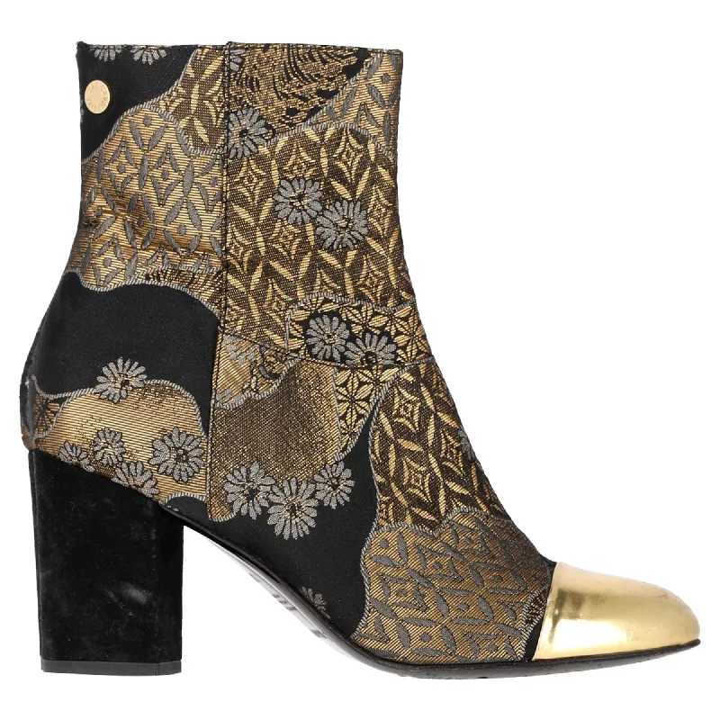 Zadig & Voltaire Selene Jacquard Ankle Boots in Black Satin Glow - in - the - Dark Shoe Design  