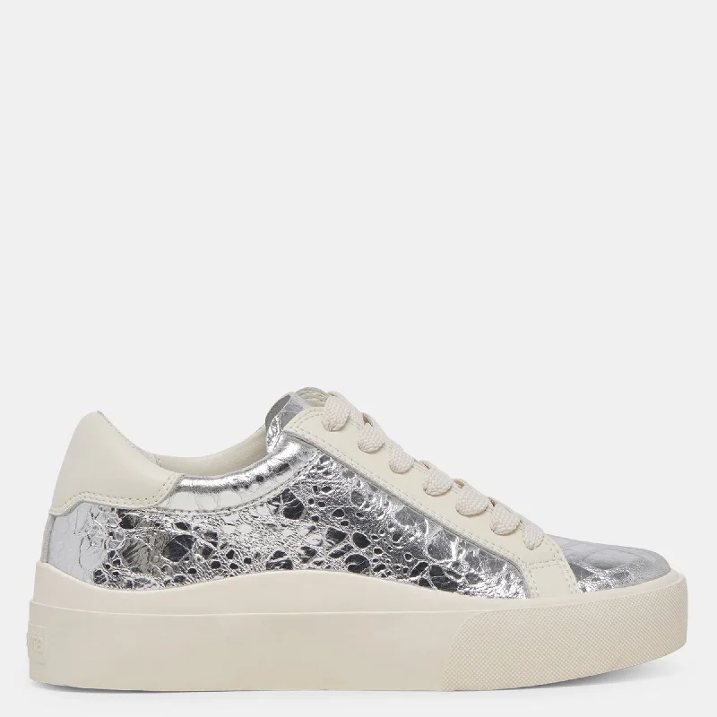 Zayn 360 Sneakers Silver Distressed Leather Striped Shoe Style  