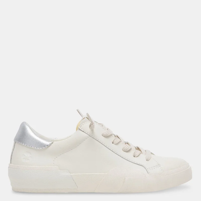 ZINA FOAM 360 SNEAKERS WHITE SILVER RECYCLED LEATHER Brogue Oxford Aesthetic 