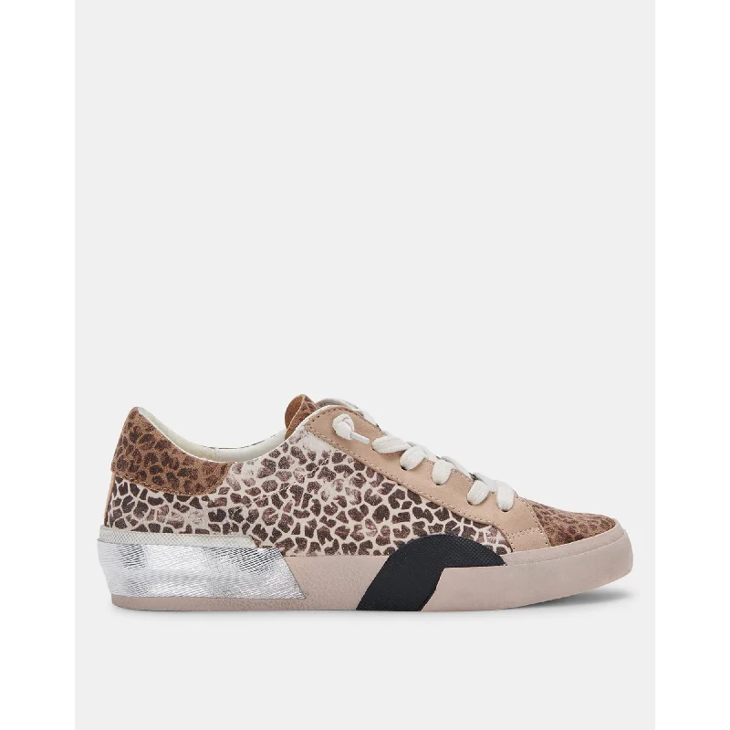 Zina Sneakers Leopard Multi Dusted Suede Checkered Shoe Pattern Look  