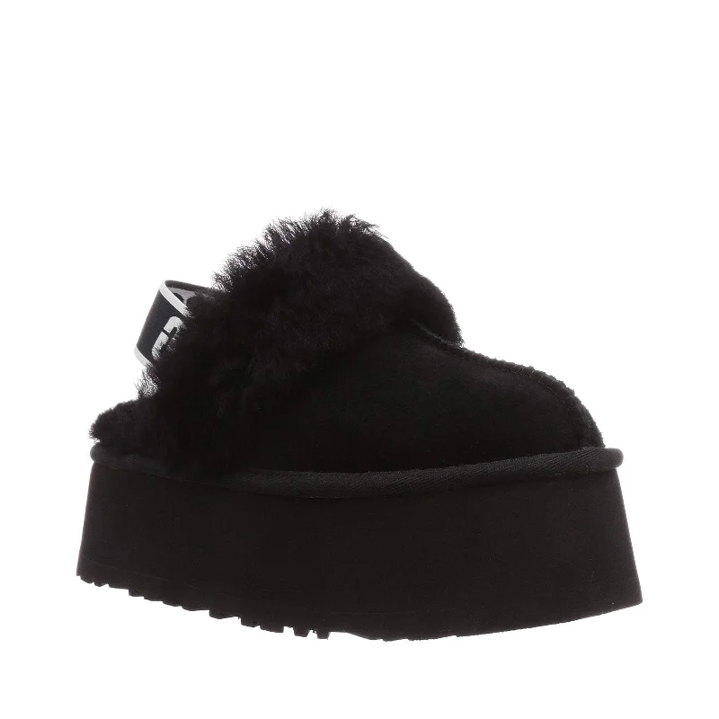 Women's Shoes UGG FUNKETTE Platform Sheepskin & Suede Slippers 1113474 BLACK