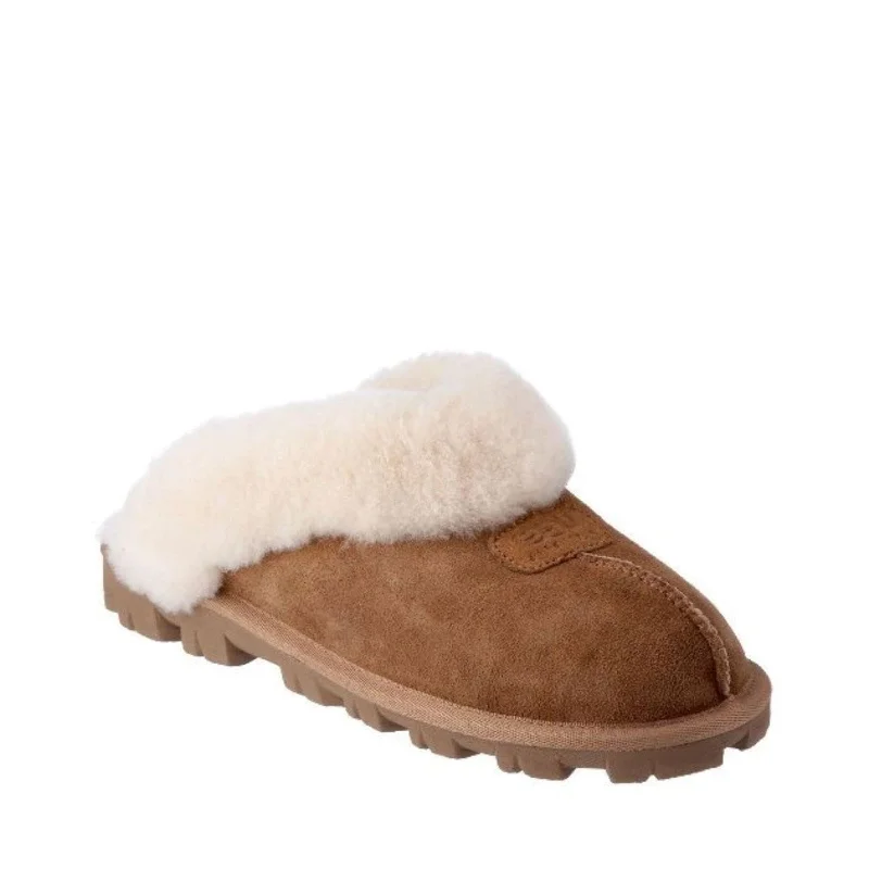 Women's Shoes UGG COQUETTE Sheepskin Slide Slippers 5125 CHESTNUT