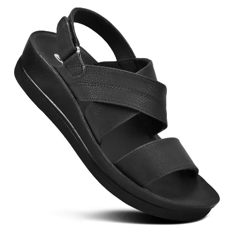 Aerothotic - Dione Summer Casual Backstrap Platform Sandals for Women Two - Tone Shoe Design  