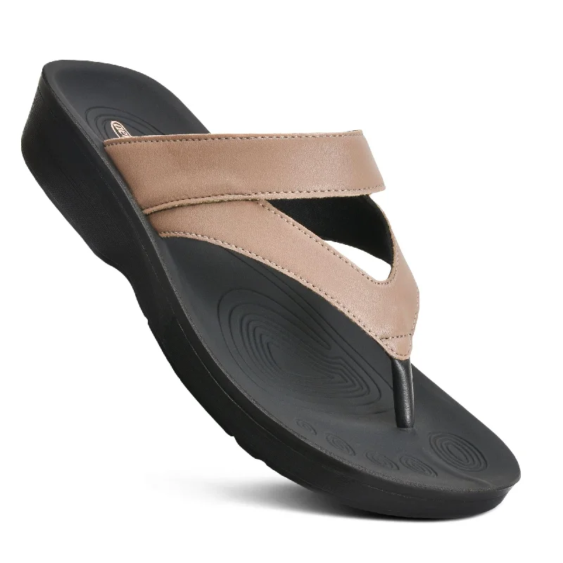 Aerothotic - Glen Casual Thong Women’s Walking Sandals Elastic - Sided Chelsea Look  