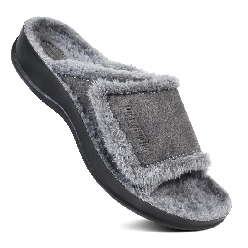 Aerothotic - Hadley Cozy Faux Fur Slipper Memory - Foam Slipper Look  