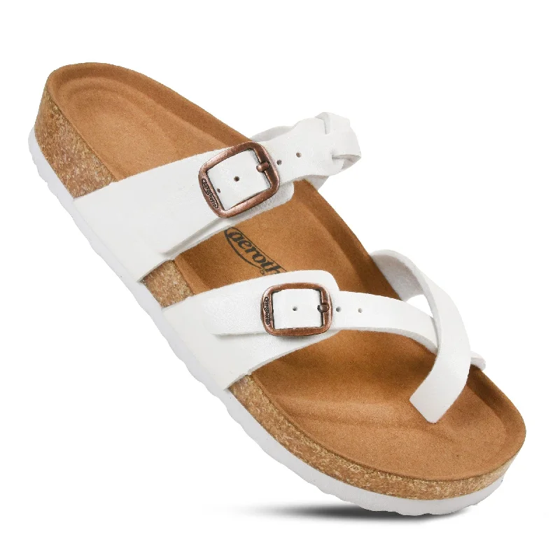 Aerothotic - Irenic Women’s Strappy Slide Sandals Strap - Up Sandal Resort Style  