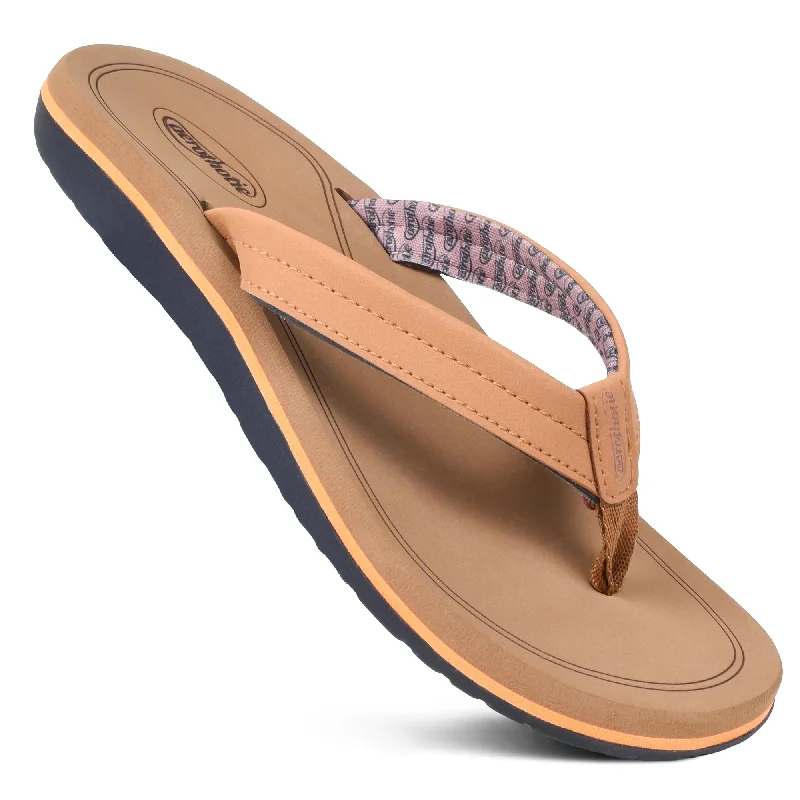 Aerothotic - Luna Casual Comfort Straps Flip Flops for Women Paisley Print Shoe Design  