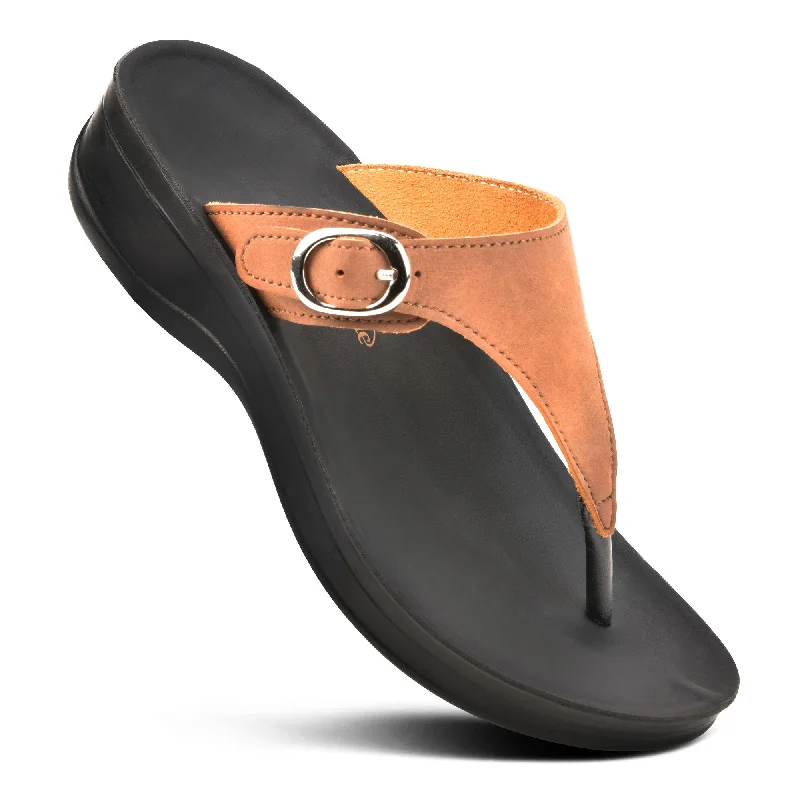 Aerothotic - Shale Comfortable Arch Support Flip Flops for Women Minimalist Sneaker Style  
