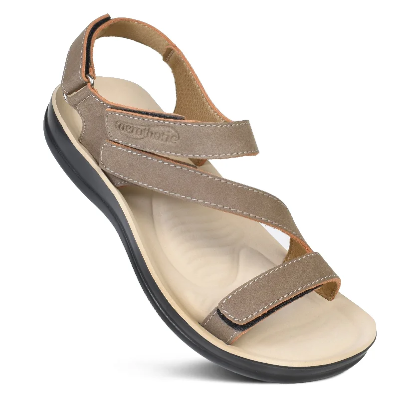 Aerothotic - Zion Adjustable Strappy Slingback Sandals for Women Distressed Leather Shoe Style  