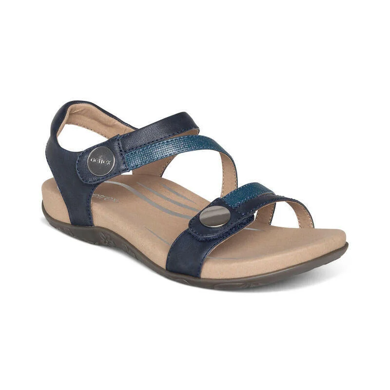 Aetrex Jess - Navy Hemp - Material Shoe Style  