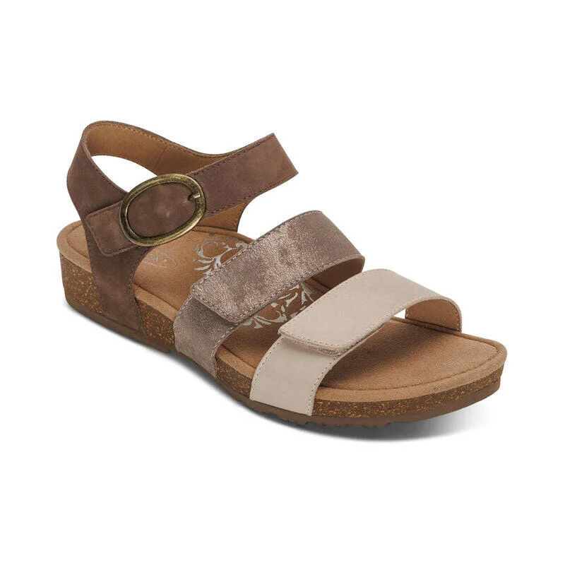 Aetrex Lilly - Taupe Tailored Oxford Style 