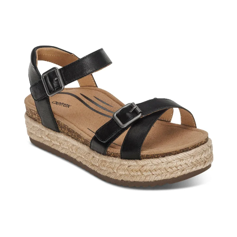 Aetrex Paula - Black Business Monk Strap Style  