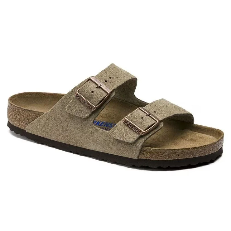 Birkenstock Arizona Soft Footbed Unisex Sandals - Taupe Suede Business Monk Strap Style  