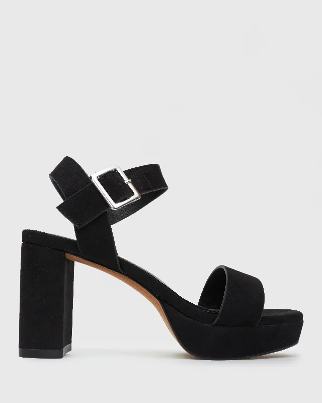 BRIANA Block Heel Platform Sandals Rubber - Sole Plimsoll Look  