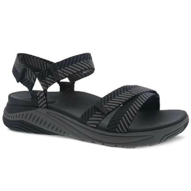Dansko Racquel - Black Herringbone Webbing Patchwork Shoe Aesthetic  