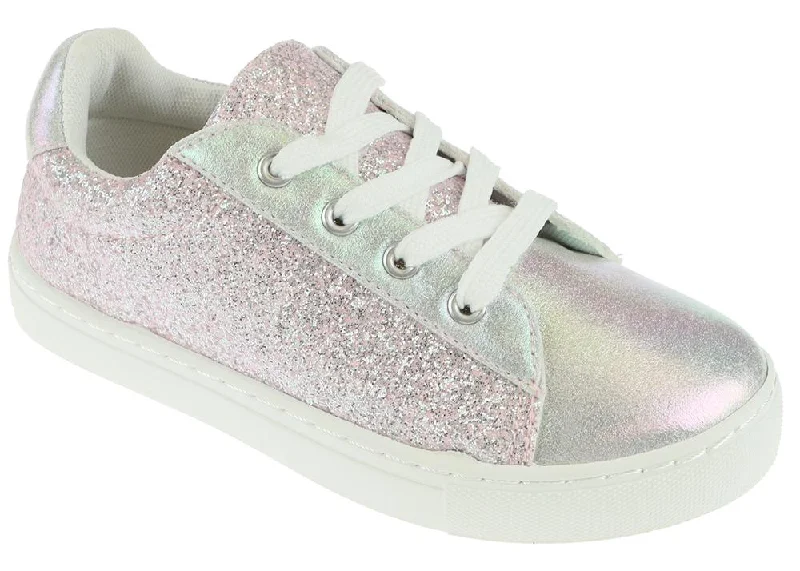 Girls Shimmer Holographic and Glitter Fashion Sneaker