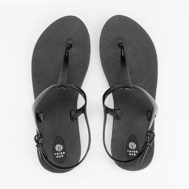 Journey T-Strap Sandal in Black Quilted Shoe Design  