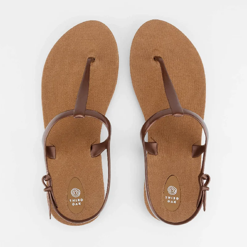 Journey T-Strap Sandal in Toffee Copper Striped Shoe Style  