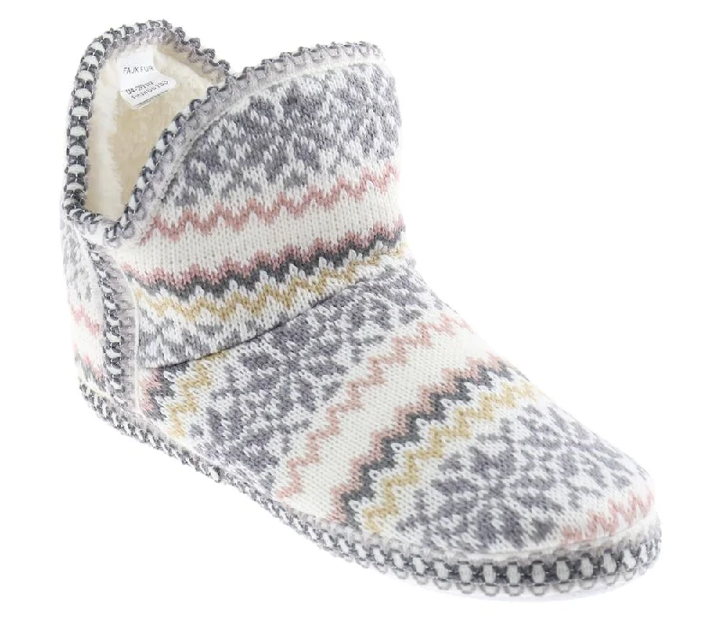 Ladies Fairisle Knit Slipper Boot