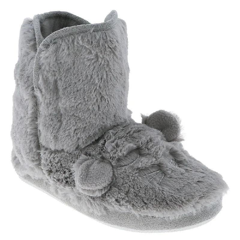 Ladies Faux Fur Sleeping Mouse Slipper Boot