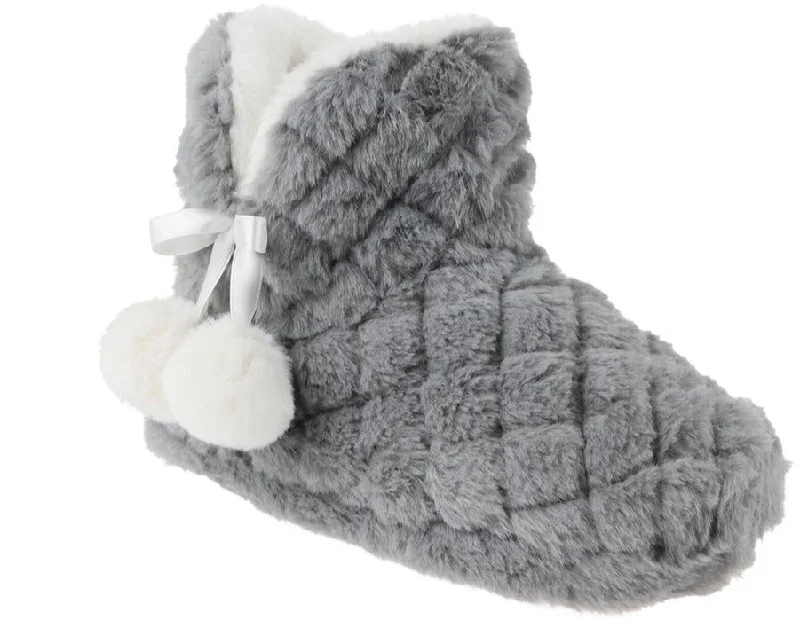 Ladies Quilted Faux Fur Slipper Boot