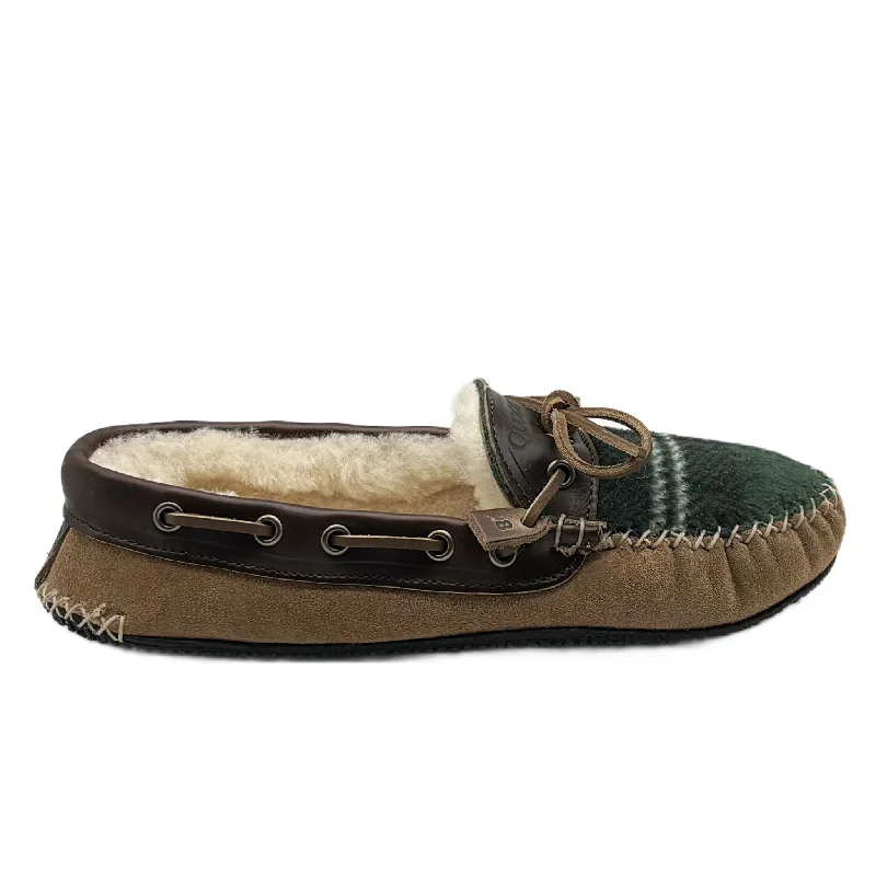 LE Women's Fireside Slipper - Green Plaid Chestnut