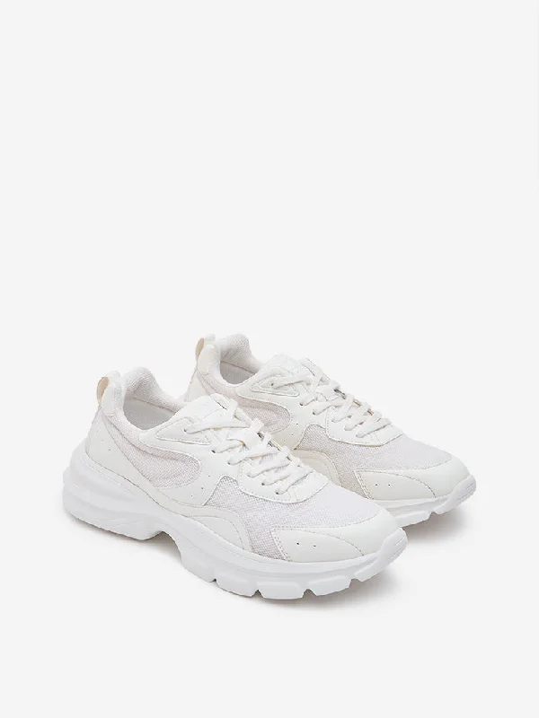 LUNA BLU White Mesh-Detailed Sneakers