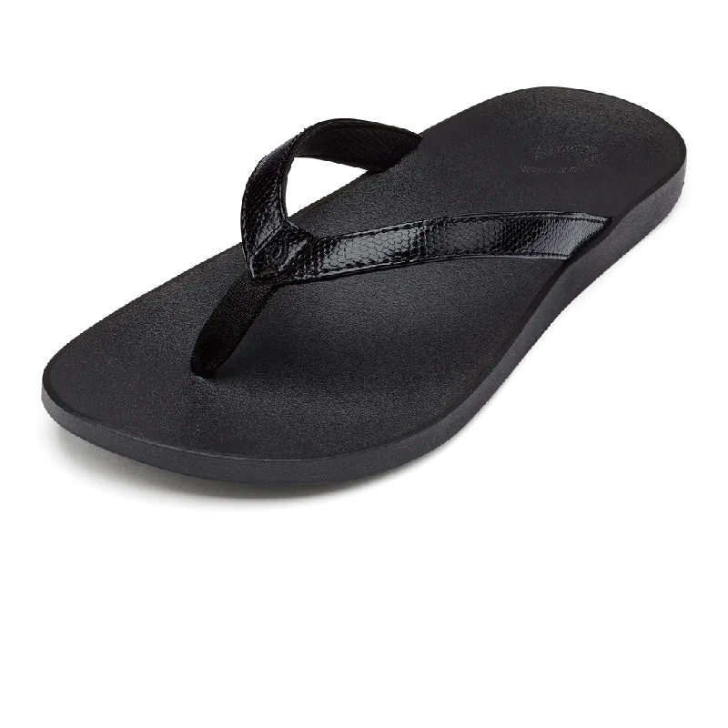 Olukai Puawe Sandal-Black/Black Single - Buckle Monk Look  