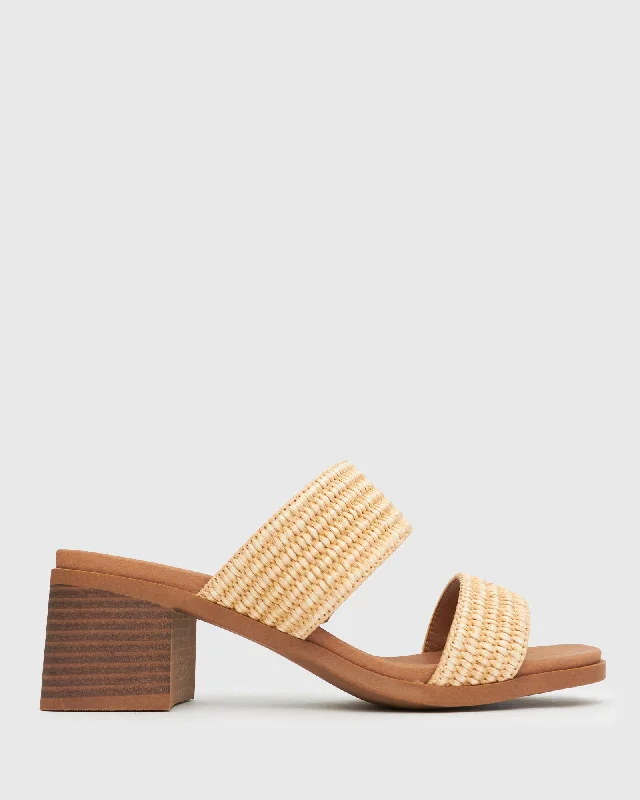 PIPPA Vegan Block Heel Mules Leather Driving Shoe Style  