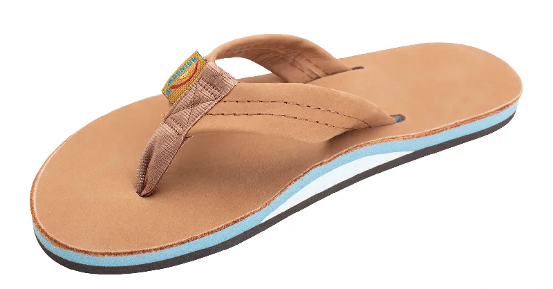 Rainbow Women's Single Layer 1" Strap Sandal-Premier Tan w/Blue Sustainable Shoe Design  